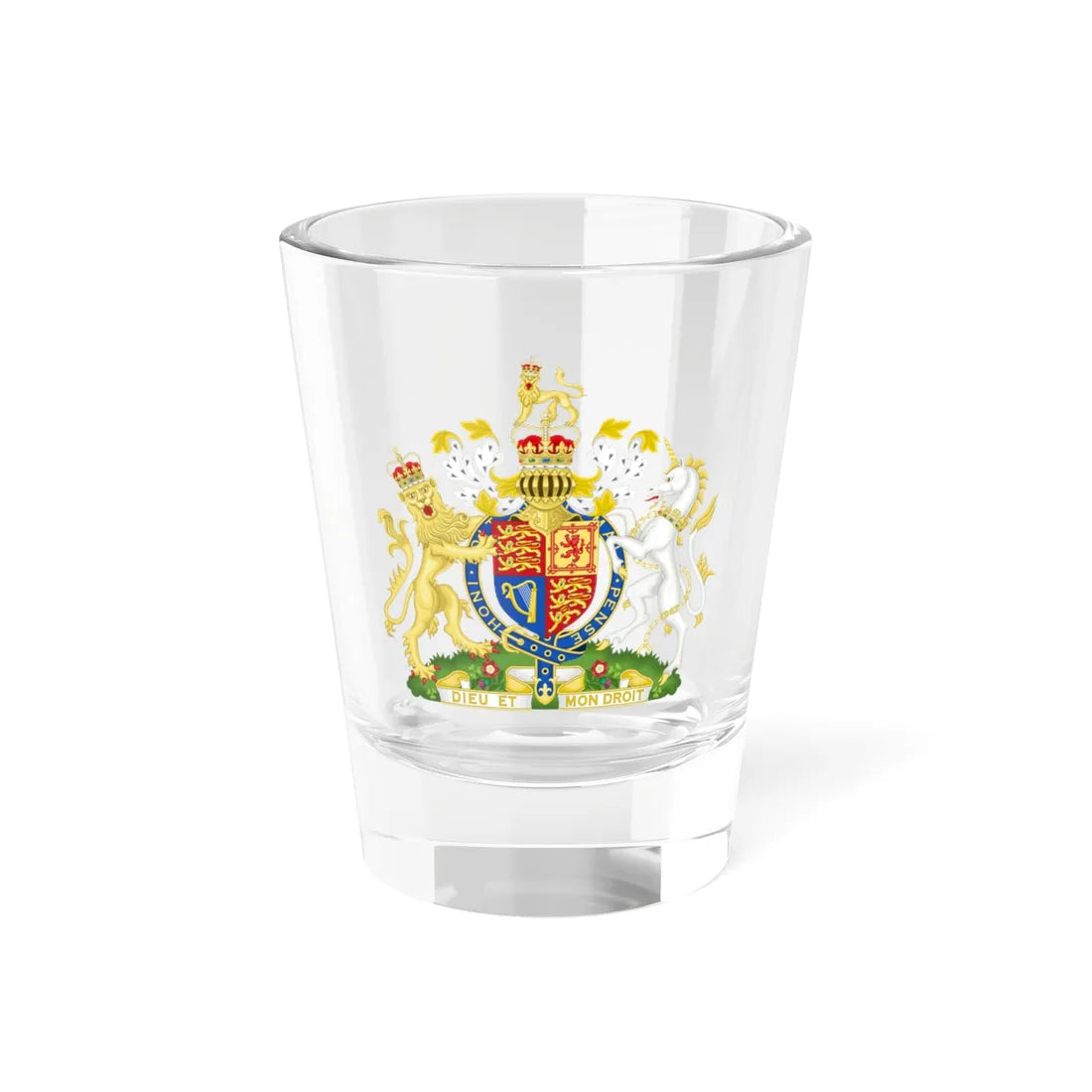 Royal coat of arms of the United Kingdom St. Edwards Crown (United Kingdom) (Coat of Arms) Shot Glass 1.5oz 1.5oz - Go Mug Yourself