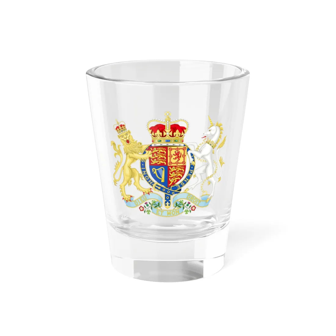 Royal Coat of Arms of the United Kingdom variant 2 1952-2022 (United Kingdom) (Coat of Arms) Shot Glass 1.5oz 1.5oz - Go Mug Yourself