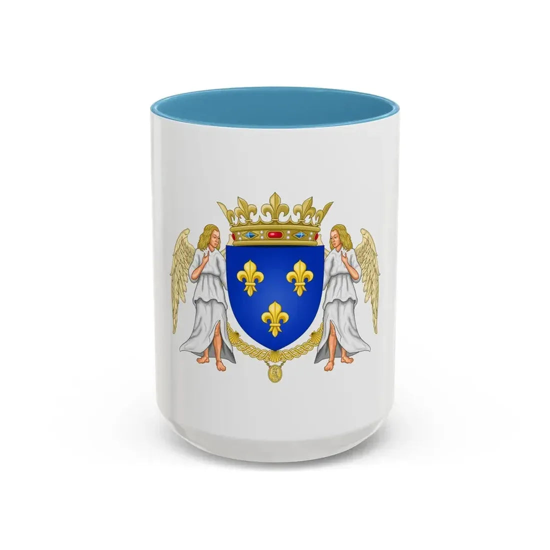 Royal Coat of Arms of Valois France - Accent Coffee Mug 15oz Light Blue - Go Mug Yourself