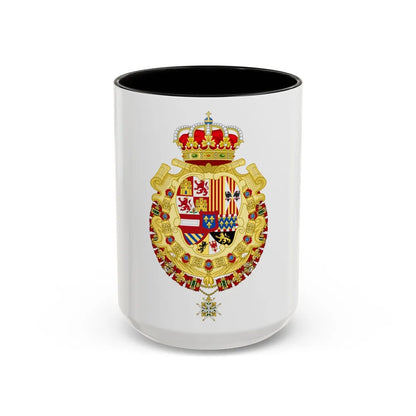 Royal Greater Coat of Arms of Spain (1700-1761) - Accent Coffee Mug 15oz Black - Go Mug Yourself