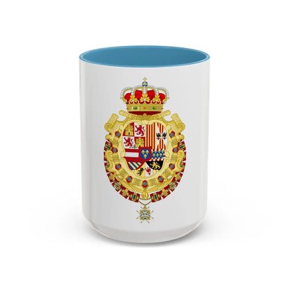 Royal Greater Coat of Arms of Spain (1700-1761) - Accent Coffee Mug 15oz Light Blue - Go Mug Yourself