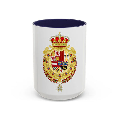 Royal Greater Coat of Arms of Spain (1700-1761) - Accent Coffee Mug 15oz Navy - Go Mug Yourself