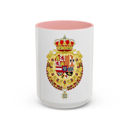 Royal Greater Coat of Arms of Spain (1700-1761) - Accent Coffee Mug 15oz Pink - Go Mug Yourself