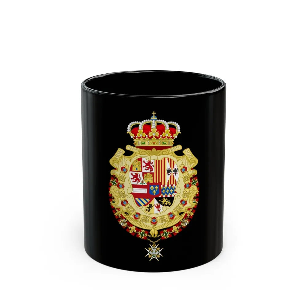 Royal Greater Coat of Arms of Spain (1700-1761) - Black Coffee Mug-11oz-Go Mug Yourself