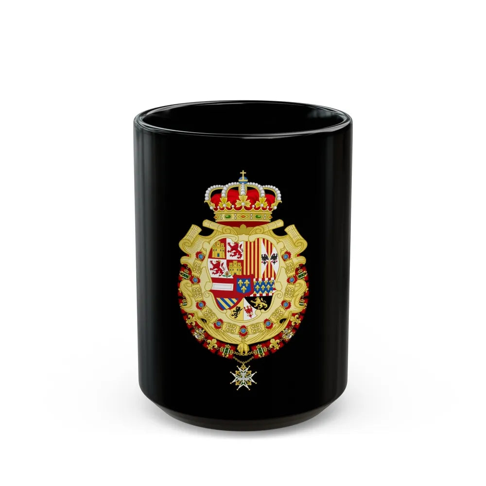 Royal Greater Coat of Arms of Spain (1700-1761) - Black Coffee Mug-15oz-Go Mug Yourself