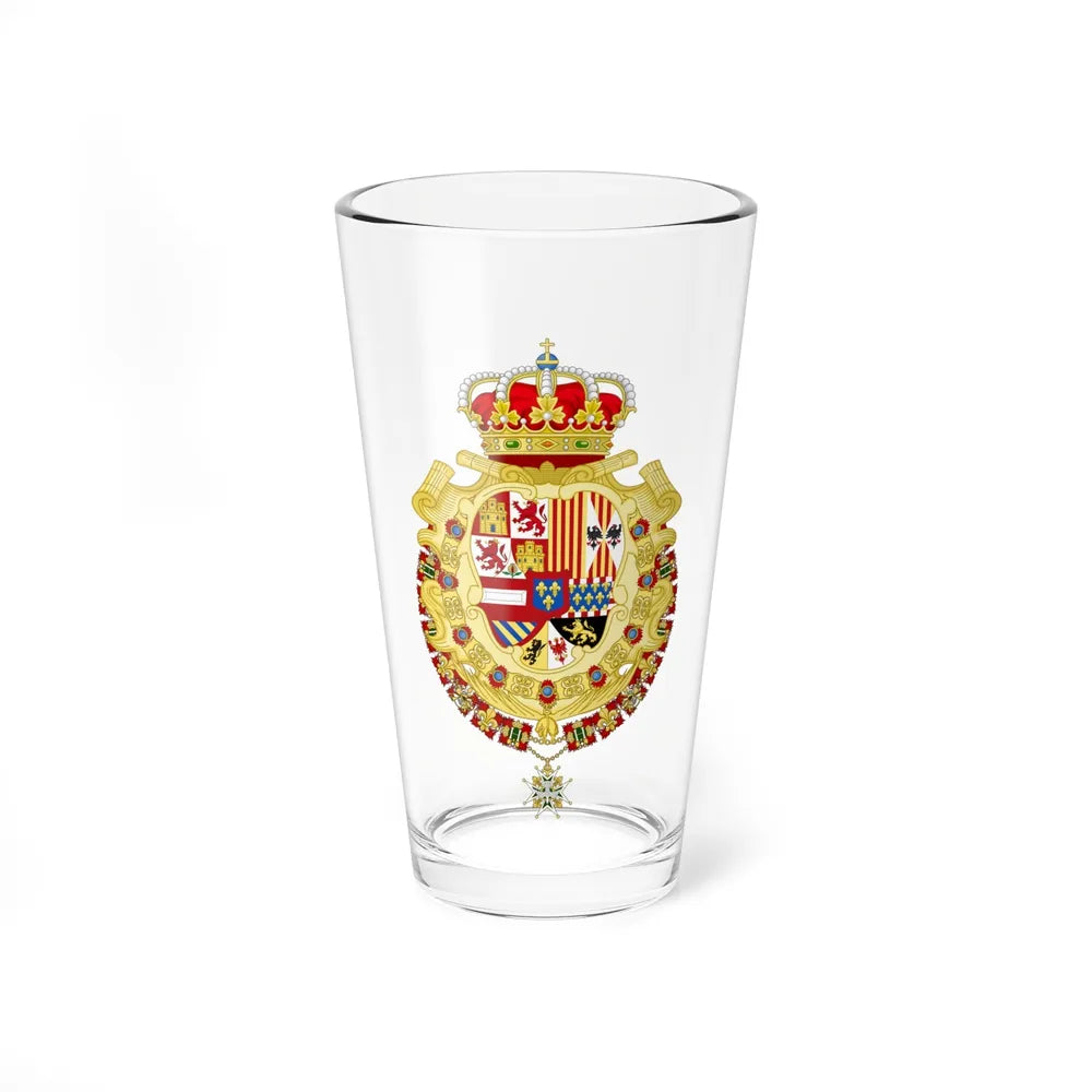 Royal Greater Coat of Arms of Spain (1700-1761) - Pint Glass 16oz-16oz-Go Mug Yourself