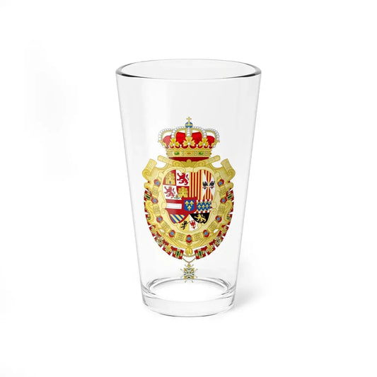 Royal Greater Coat of Arms of Spain (1700-1761) - Pint Glass 16oz 16oz - Go Mug Yourself