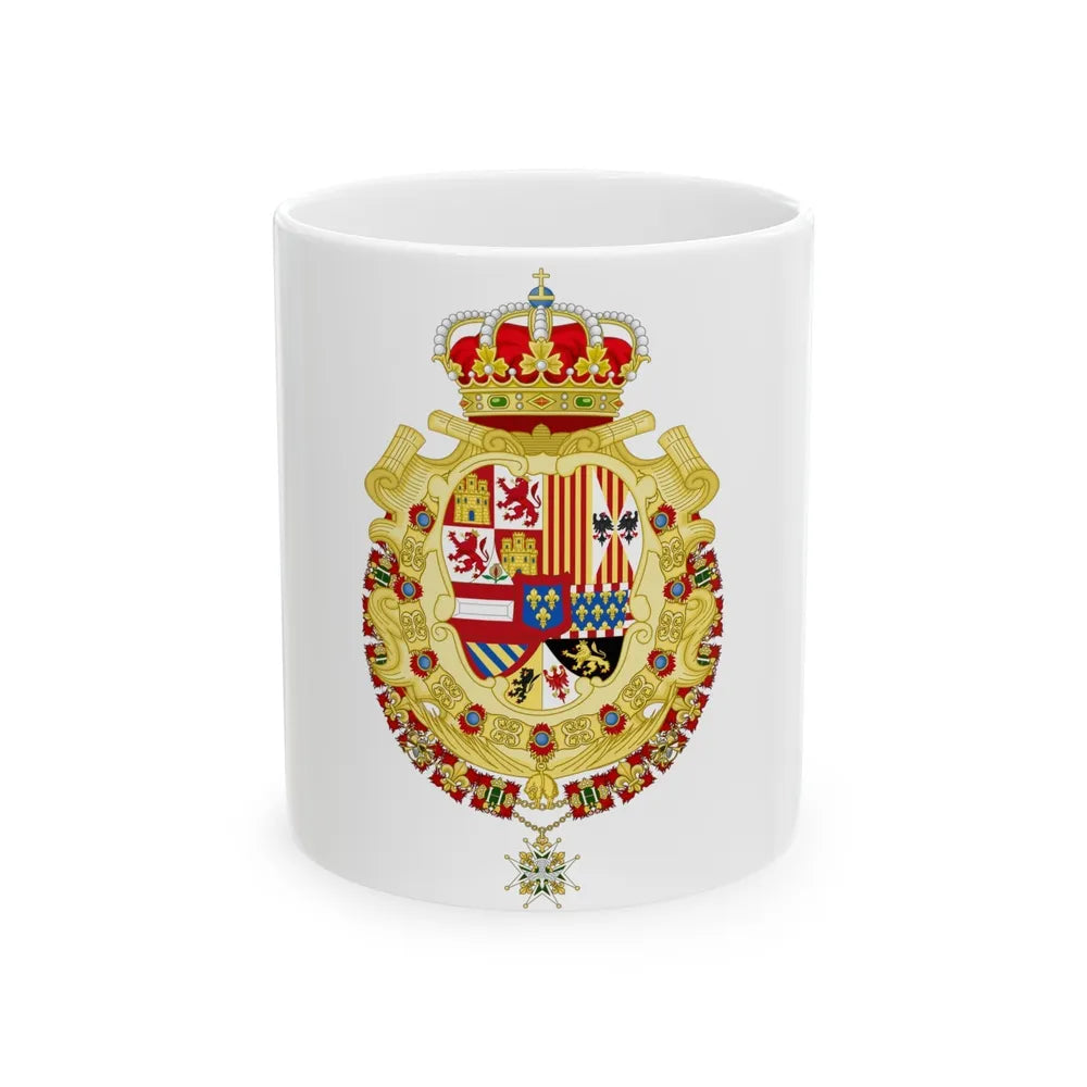 Royal Greater Coat of Arms of Spain (1700-1761) - White Coffee Mug-11oz-Go Mug Yourself