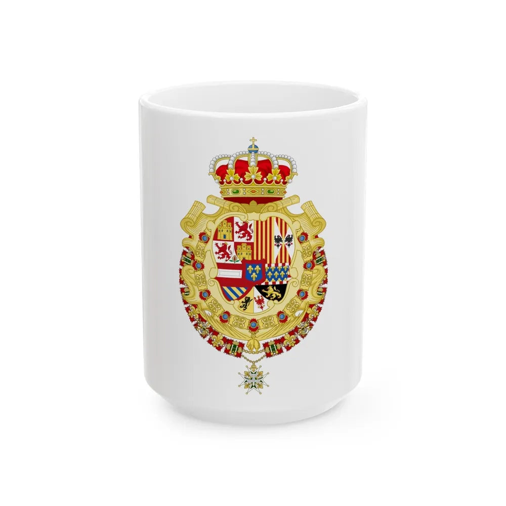 Royal Greater Coat of Arms of Spain (1700-1761) - White Coffee Mug-15oz-Go Mug Yourself