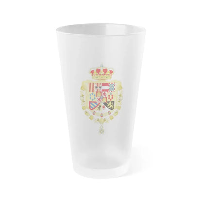 Royal Greater Coat of Arms of Spain (1761-1868 and 1874-1931) - Frosted Pint Glass 16oz 16oz Frosted - Go Mug Yourself
