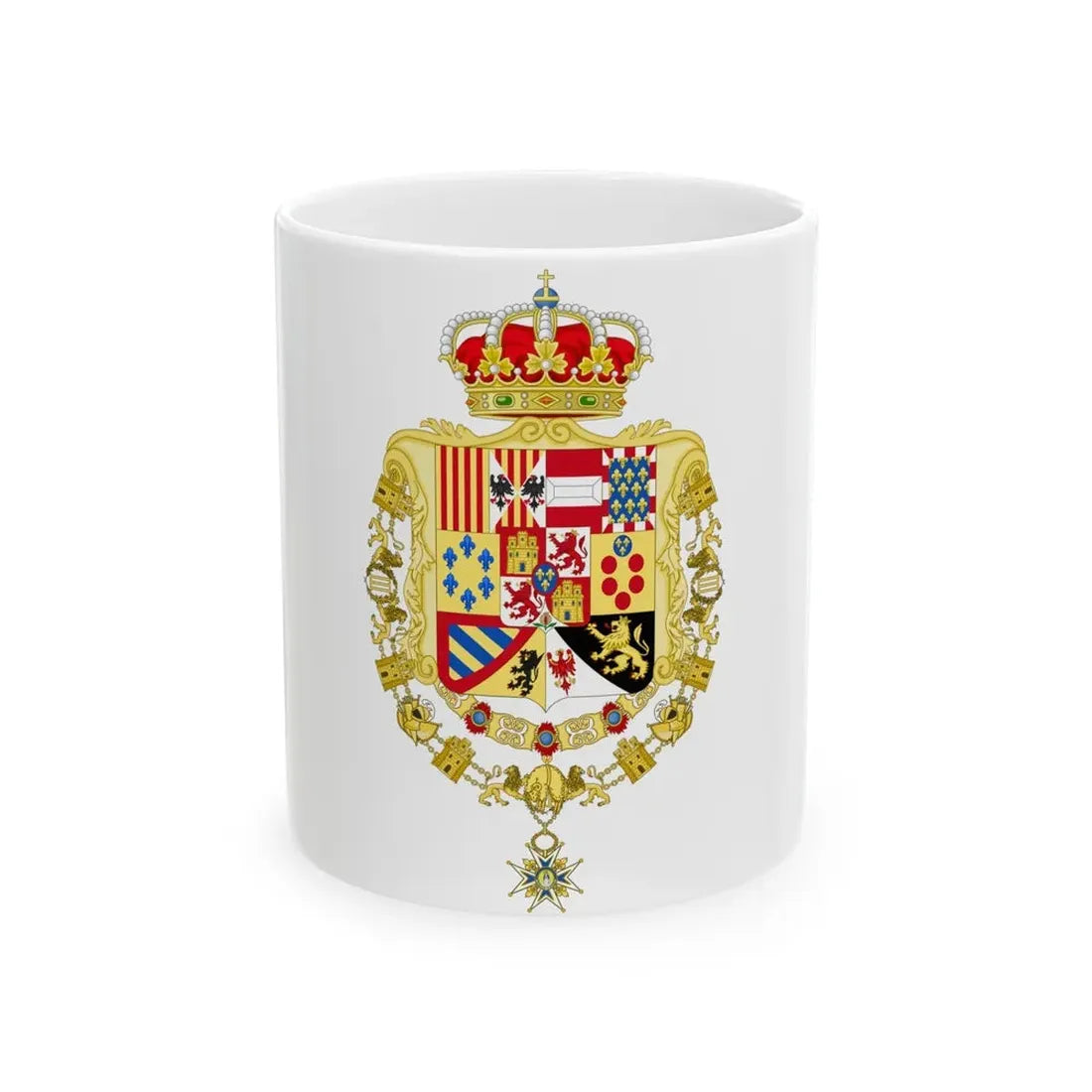 Royal Greater Coat of Arms of Spain (1761-1868 and 1874-1931) - White Coffee Mug 11oz - Go Mug Yourself
