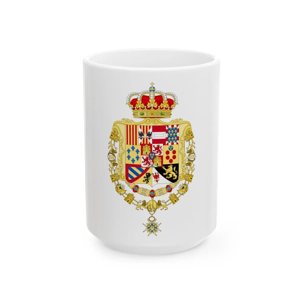 Royal Greater Coat of Arms of Spain (1761-1868 and 1874-1931) - White Coffee Mug-15oz-Go Mug Yourself