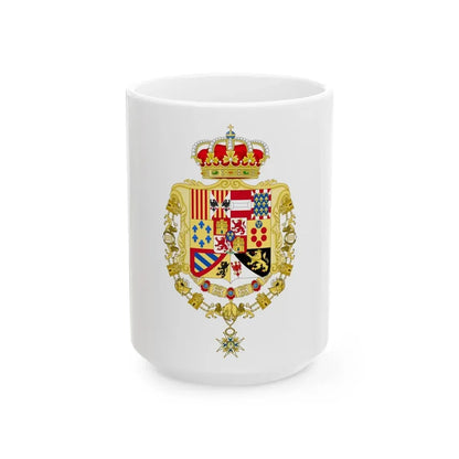 Royal Greater Coat of Arms of Spain (1761-1868 and 1874-1931) - White Coffee Mug 15oz - Go Mug Yourself