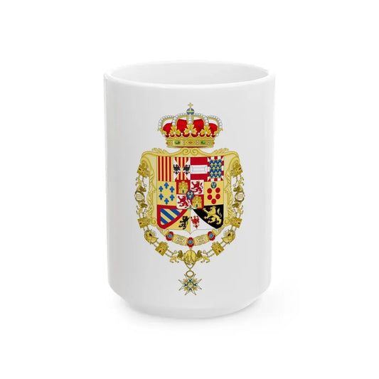Royal Greater Coat of Arms of Spain (1761-1868 and 1874-1931) - White Coffee Mug 15oz - Go Mug Yourself