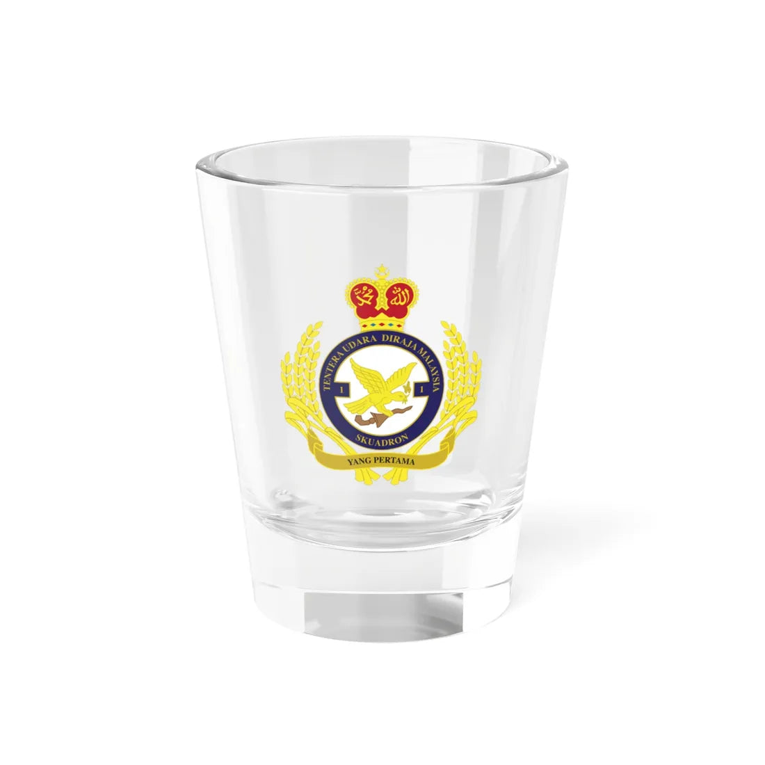 Royal Malaysian Airforce 1 Squadron (Malaysia) (Coat of Arms) Shot Glass 1.5oz 1.5oz - Go Mug Yourself