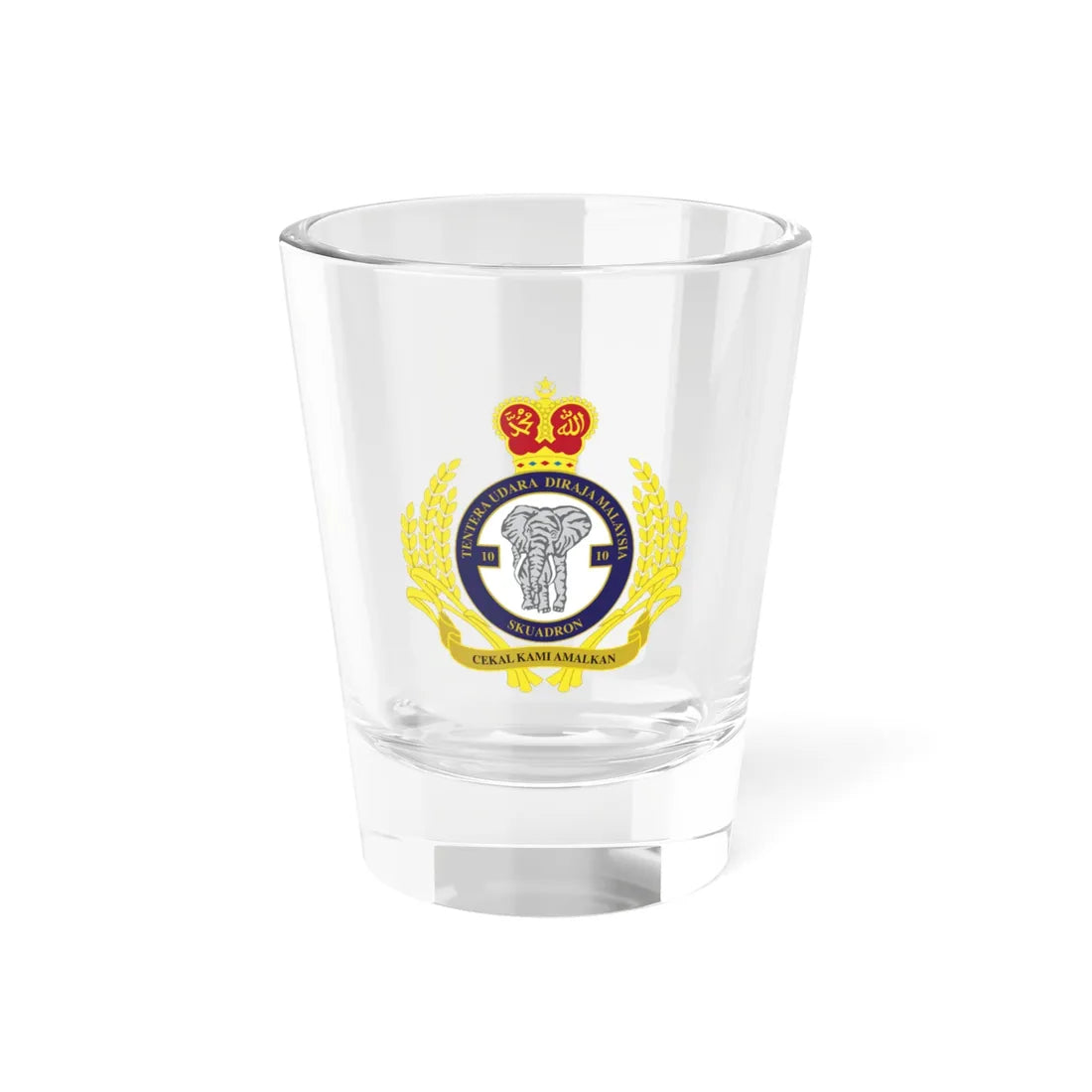 Royal Malaysian Airforce 10 Squadron (Malaysia) (Coat of Arms) Shot Glass 1.5oz 1.5oz - Go Mug Yourself