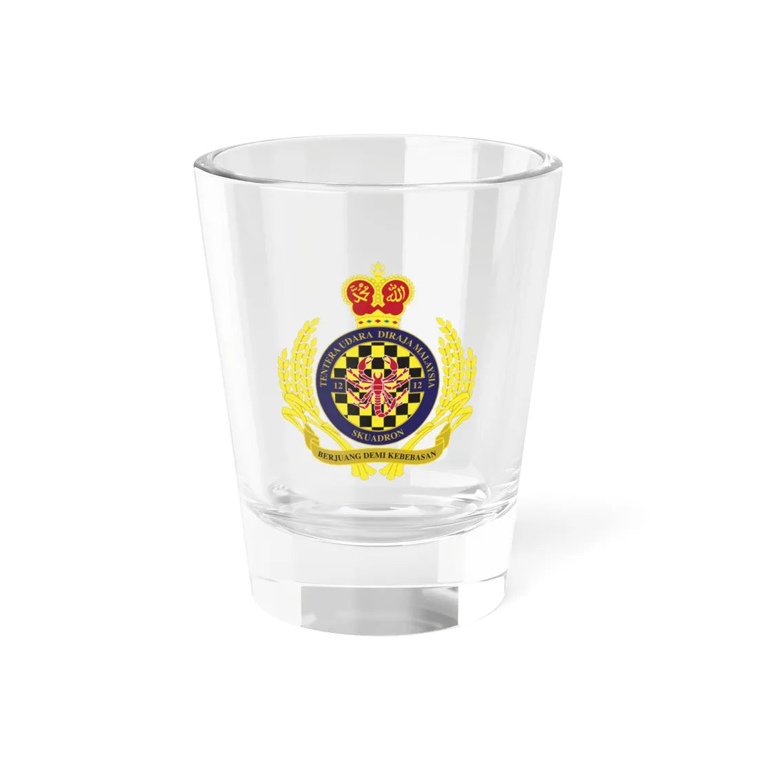Royal Malaysian Airforce 12 Squadron (Malaysia) (Coat of Arms) Shot Glass 1.5oz 1.5oz - Go Mug Yourself