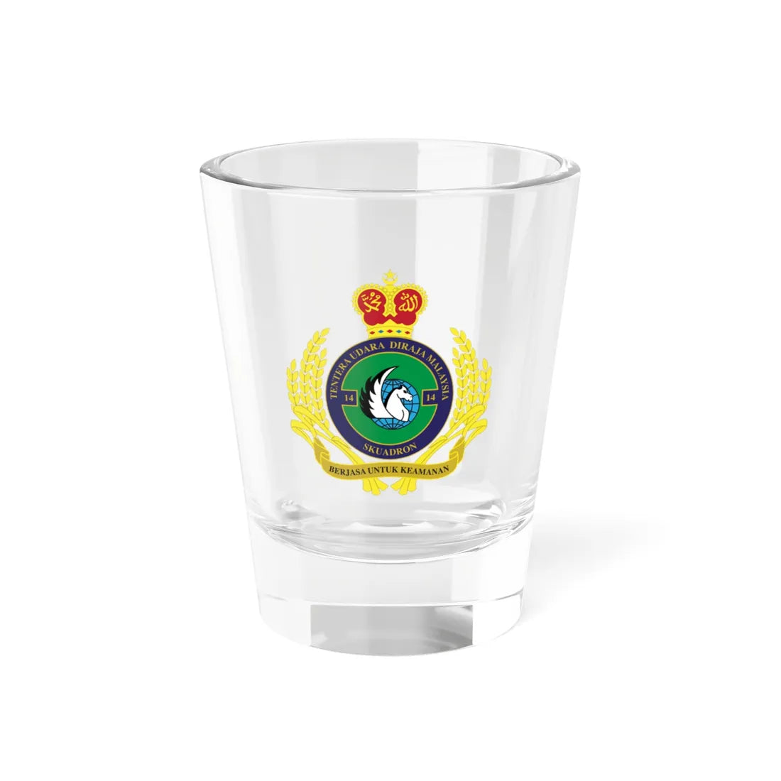 Royal Malaysian Airforce 14 Squadron (Malaysia) (Coat of Arms) Shot Glass 1.5oz 1.5oz - Go Mug Yourself