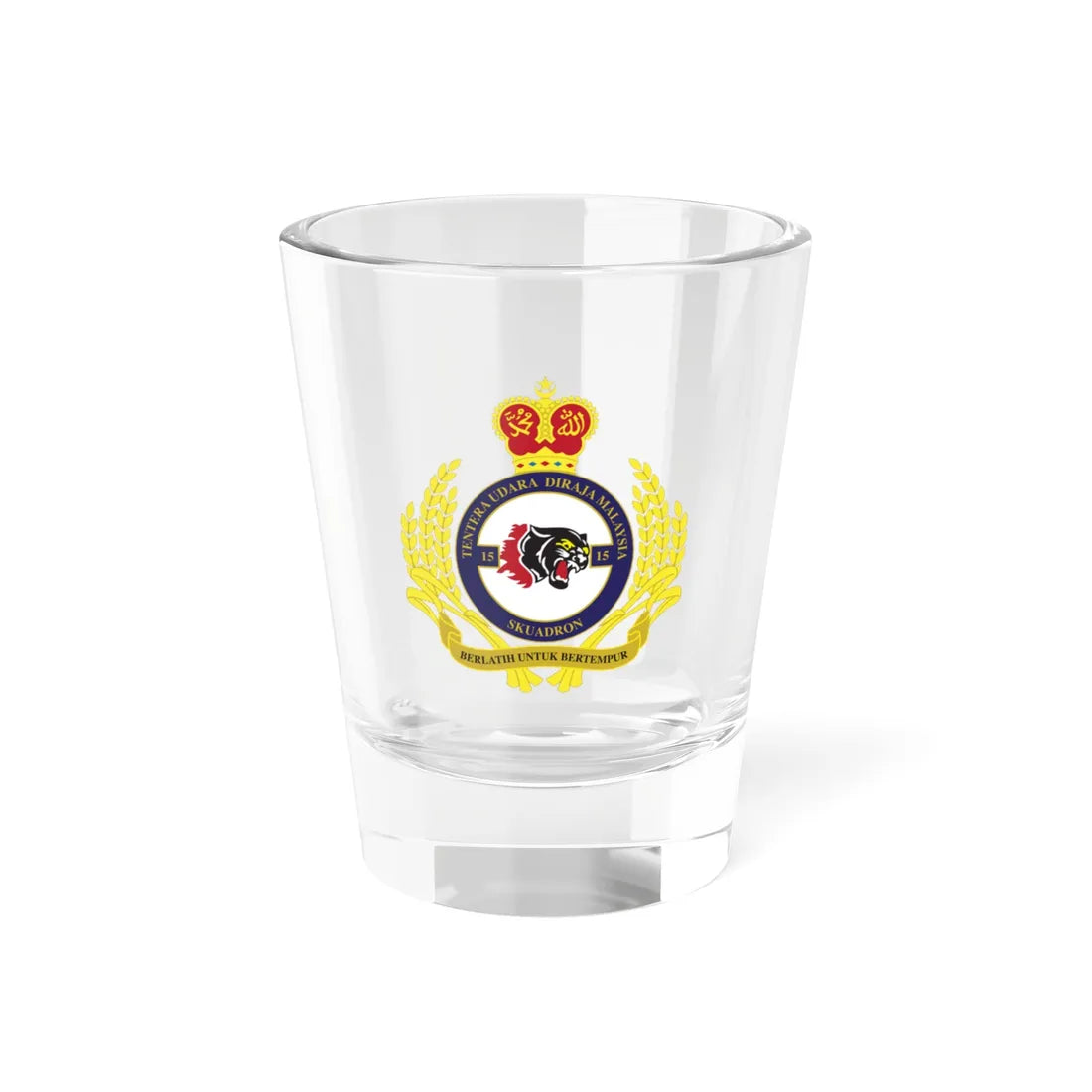 Royal Malaysian Airforce 15 Squadron (Malaysia) (Coat of Arms) Shot Glass 1.5oz 1.5oz - Go Mug Yourself