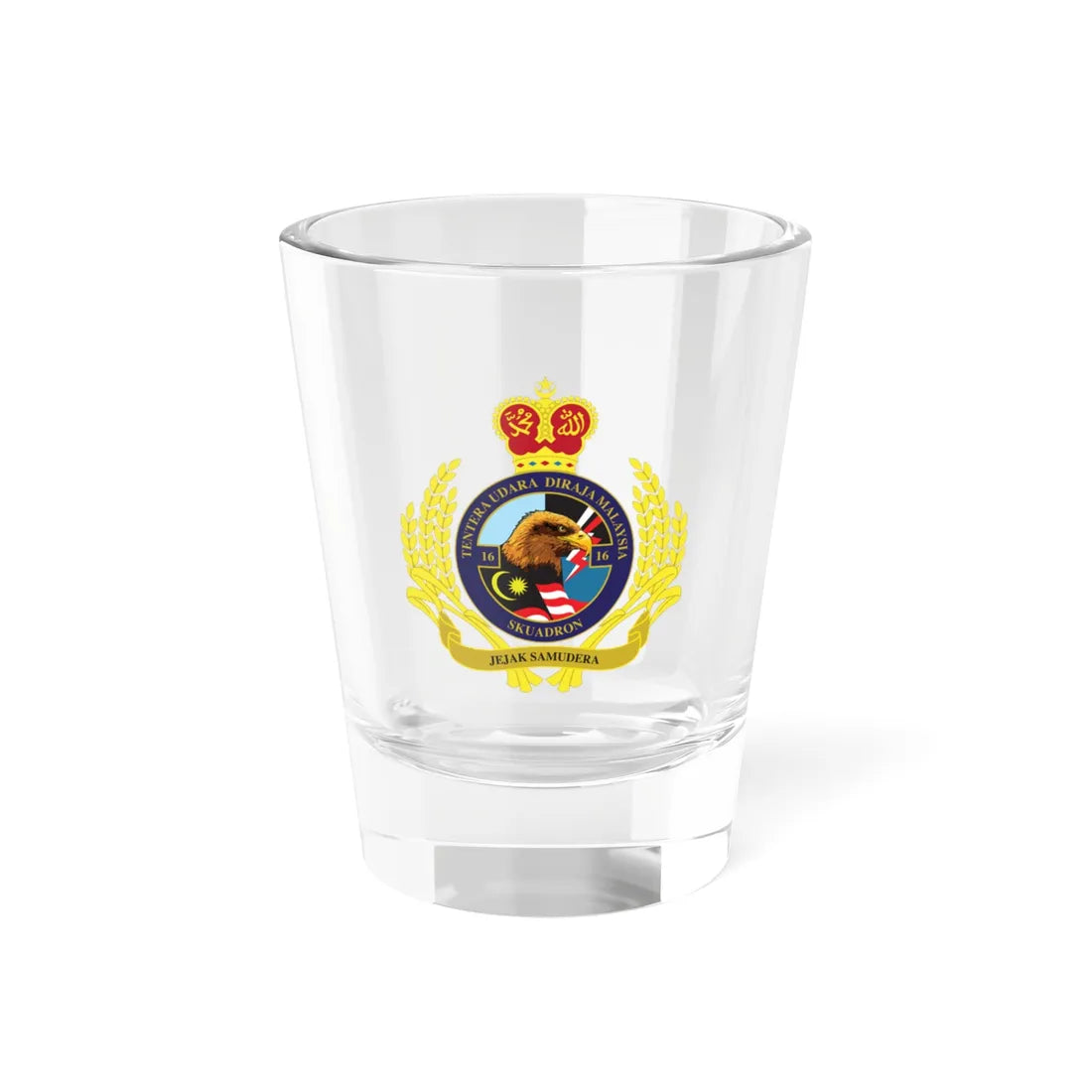 Royal Malaysian Airforce 16 Squadron (Malaysia) (Coat of Arms) Shot Glass 1.5oz 1.5oz - Go Mug Yourself