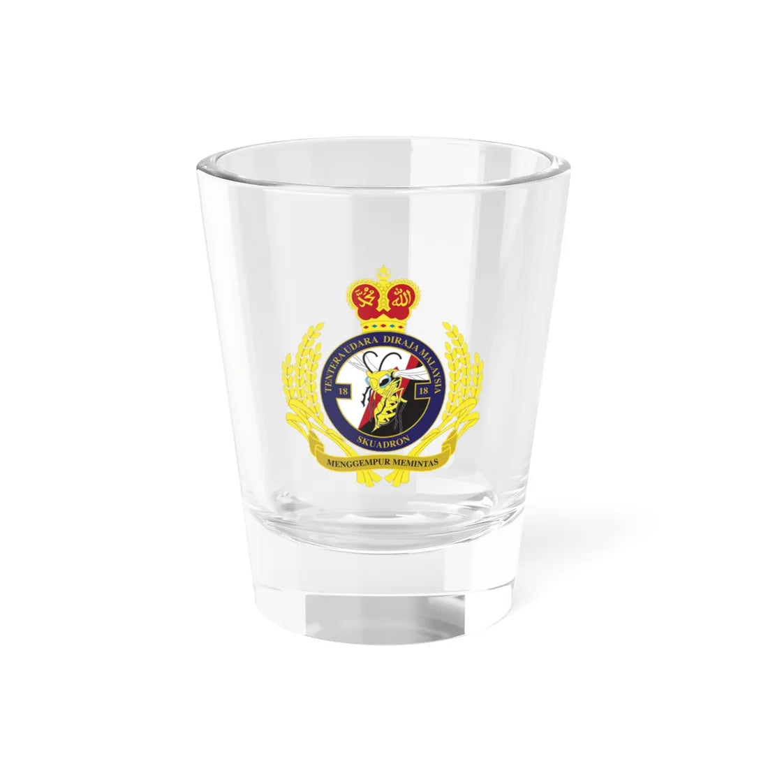 Royal Malaysian Airforce 18 Squadron (Malaysia) (Coat of Arms) Shot Glass 1.5oz 1.5oz - Go Mug Yourself
