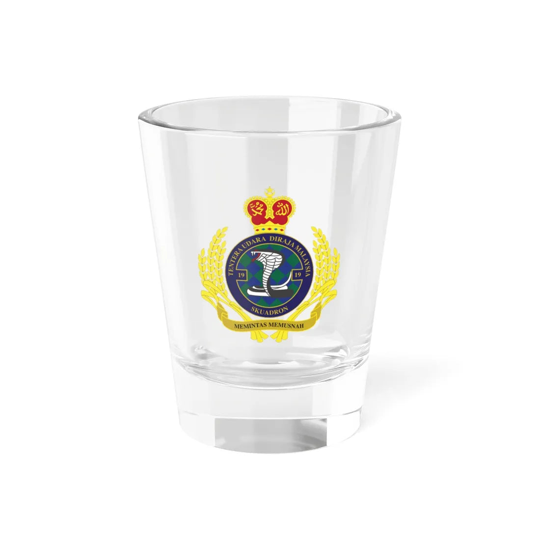 Royal Malaysian Airforce 19 Squadron (Malaysia) (Coat of Arms) Shot Glass 1.5oz 1.5oz - Go Mug Yourself