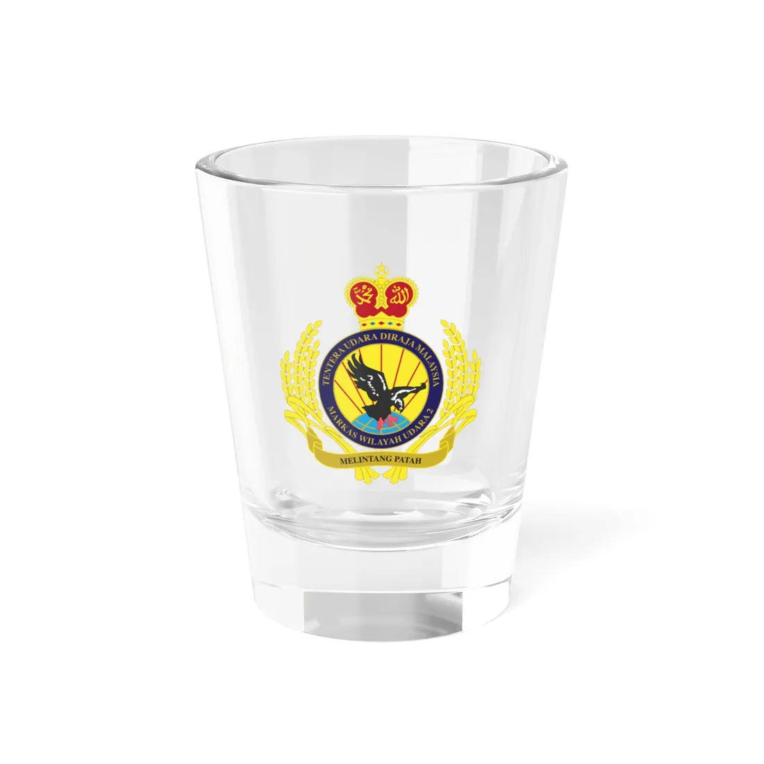 Royal Malaysian Airforce 2 Division (Malaysia) (Coat of Arms) Shot Glass 1.5oz 1.5oz - Go Mug Yourself