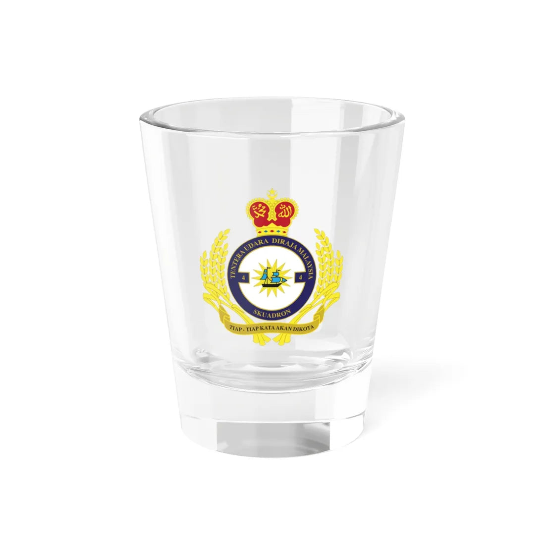 Royal Malaysian Airforce 4 Squadron (Malaysia) (Coat of Arms) Shot Glass 1.5oz 1.5oz - Go Mug Yourself
