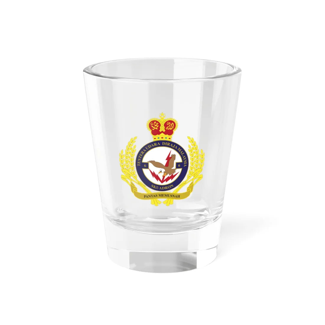 Royal Malaysian Airforce 6 Squadron (Malaysia) (Coat of Arms) Shot Glass 1.5oz 1.5oz - Go Mug Yourself