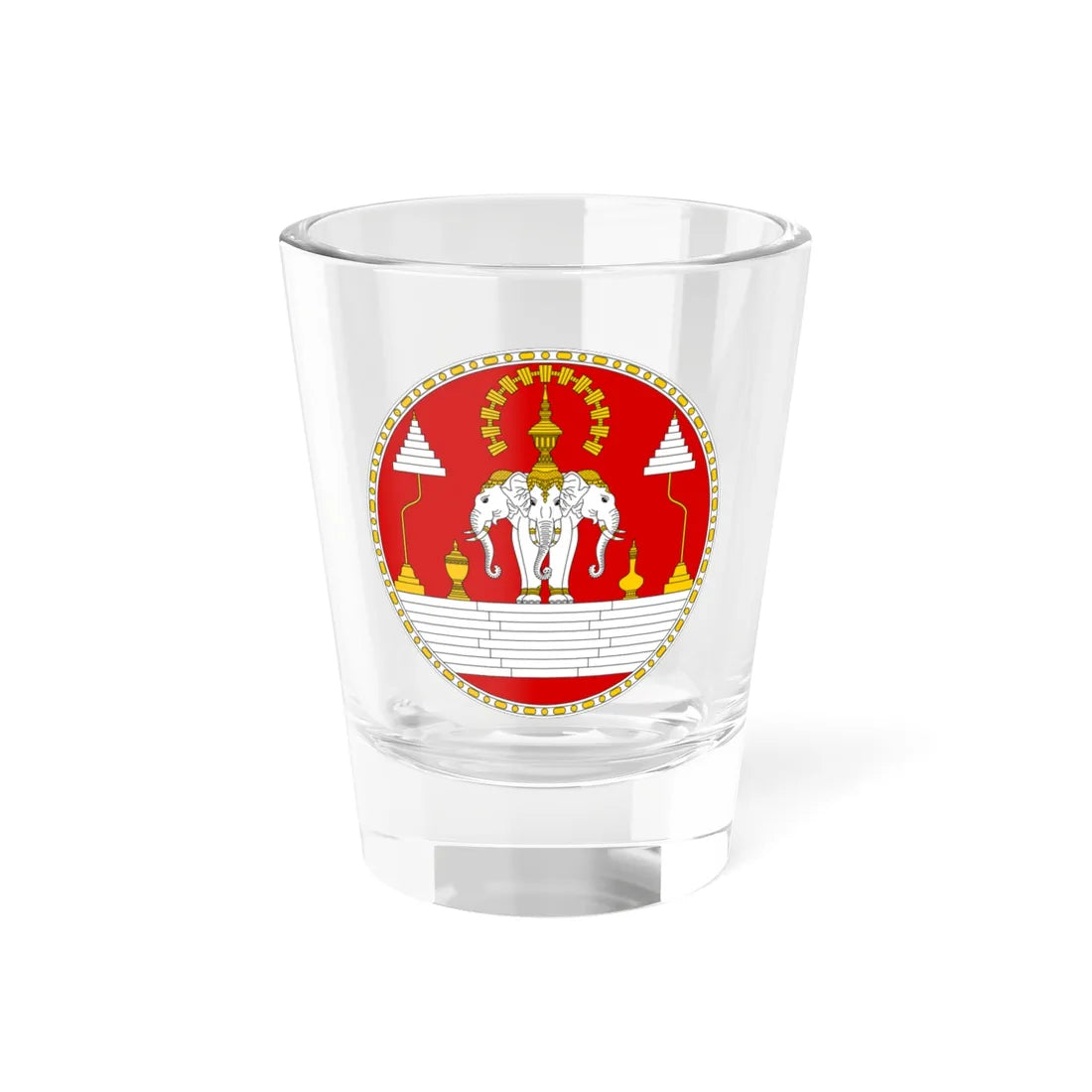 Royal Seal of the Kingdom of Laos (Laos) (Coat of Arms) Shot Glass 1.5oz 1.5oz - Go Mug Yourself