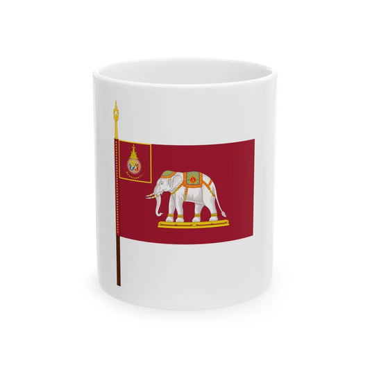 Royal Siamese Army Unit Colours King Rama V with Staff (Cambodia) White Coffee Mug 11oz - Go Mug Yourself