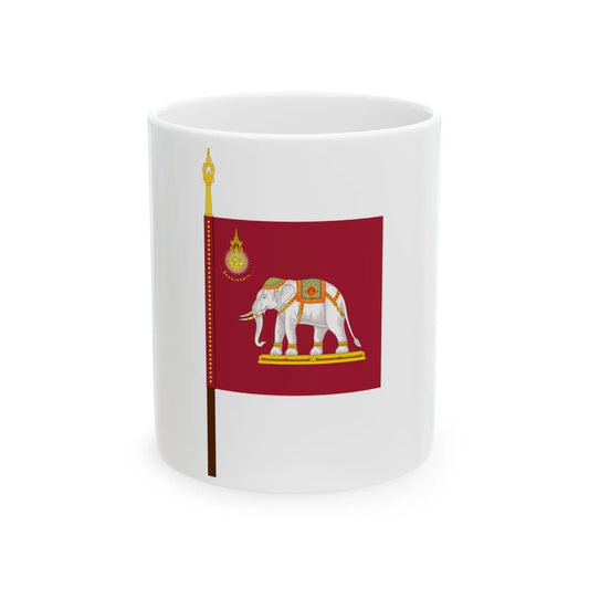 Royal Siamese Army Unit Colours King Rama VII with staff (Cambodia) White Coffee Mug 11oz - Go Mug Yourself