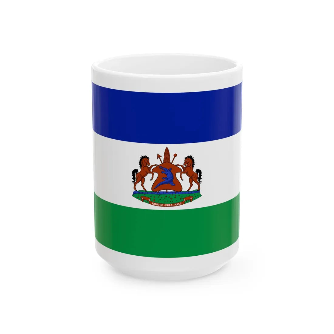 Royal Standard of Lesotho (Lesotho) White Coffee Mug 15oz - Go Mug Yourself