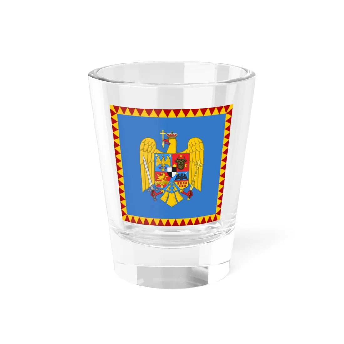 Royal standard of Romania Crown Prince 1922 model (Oman) Shot Glass 1.5oz 1.5oz - Go Mug Yourself
