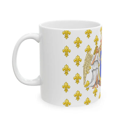 Royal Standard of the Kingdom of France with an accurate red bonnet for the crown (France) White Coffee Mug - Go Mug Yourself