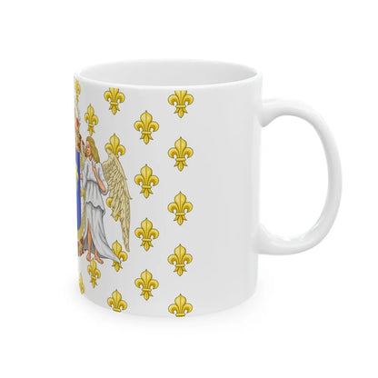 Royal Standard of the Kingdom of France with an accurate red bonnet for the crown (France) White Coffee Mug - Go Mug Yourself
