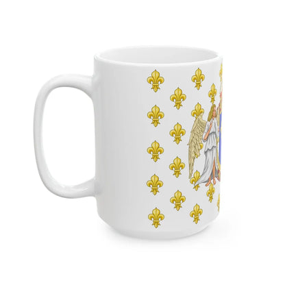 Royal Standard of the Kingdom of France with an accurate red bonnet for the crown (France) White Coffee Mug - Go Mug Yourself