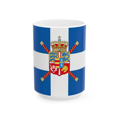 Royal Standard of the Kingdom of Greece 1914 pattern (Greece) White Coffee Mug 15oz - Go Mug Yourself