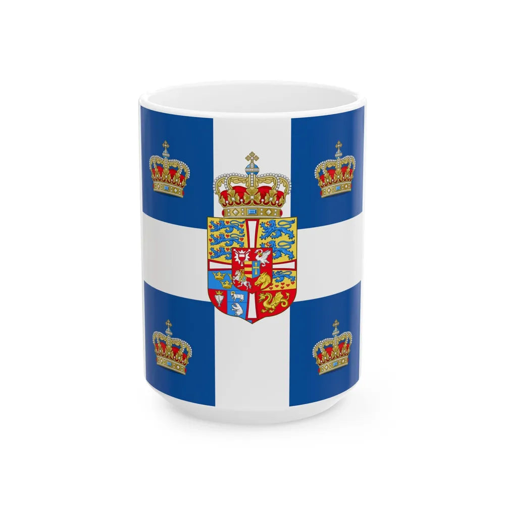 Royal Standard of the Kingdom of Greece 1936-1967 (Greece) White Coffee Mug 15oz - Go Mug Yourself