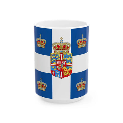 Royal Standard of the Kingdom of Greece 1936-1967 (Greece) White Coffee Mug 15oz - Go Mug Yourself