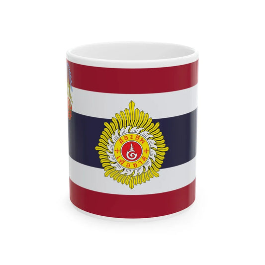 Royal Thai Army Unit Colours King Rama VIII Variant (Cambodia) White Coffee Mug 11oz - Go Mug Yourself