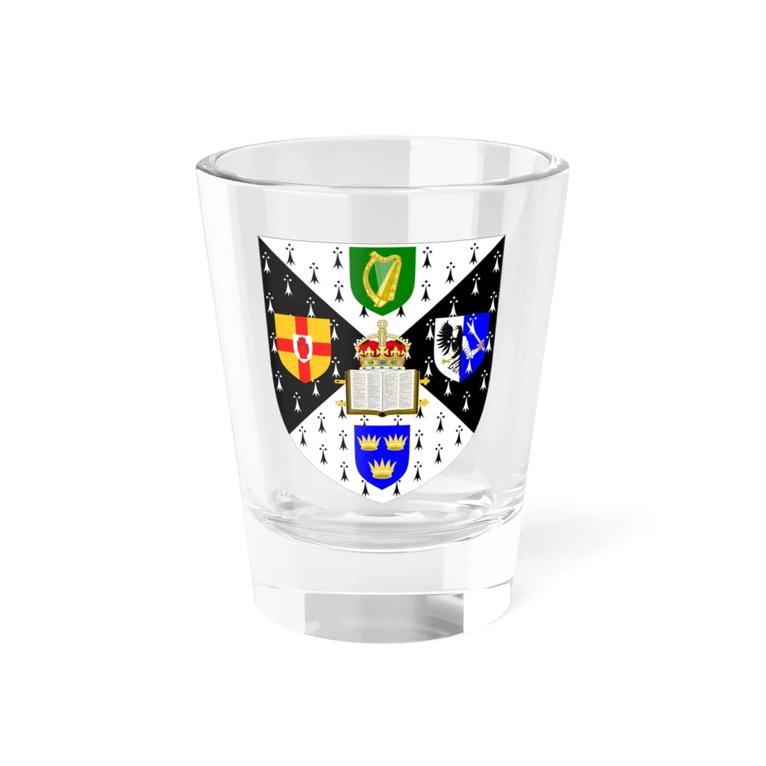 Royal University of Ireland arms (United Kingdom) (Coat of Arms) Shot Glass 1.5oz 1.5oz - Go Mug Yourself