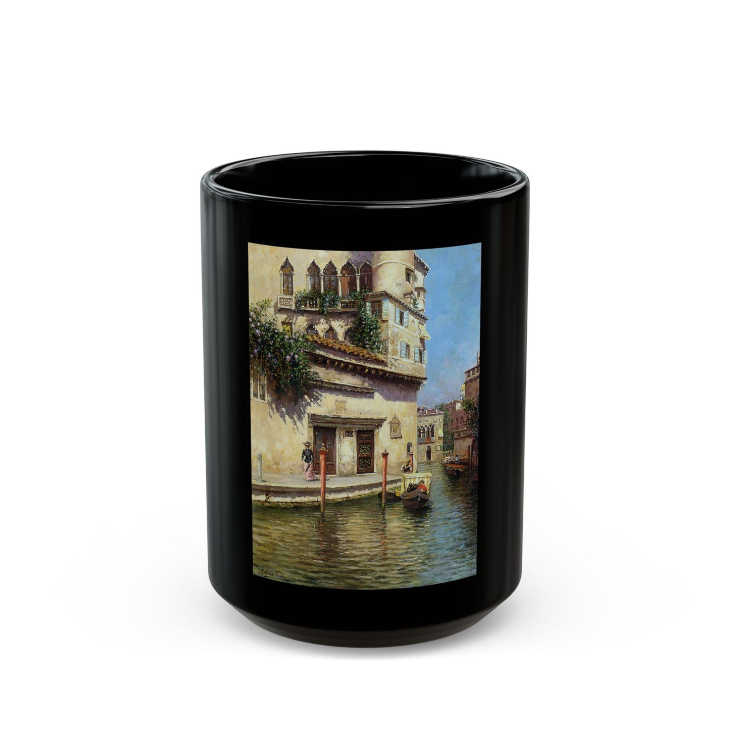 Rubens Santoro (1859-1942) A Vnetian Backwater - Black Coffee Mug-15oz-Go Mug Yourself