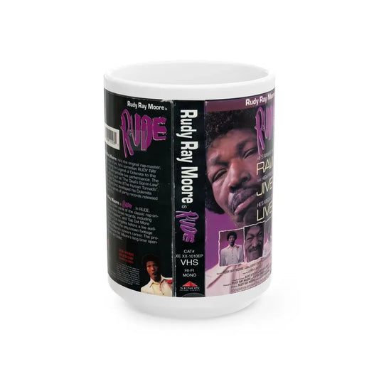 RUDY RAY MOORE RUDE (VHS COVER) - White Coffee Mug 15oz - Go Mug Yourself