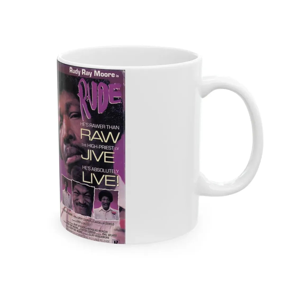 RUDY RAY MOORE RUDE (VHS COVER) - White Coffee Mug - Go Mug Yourself
