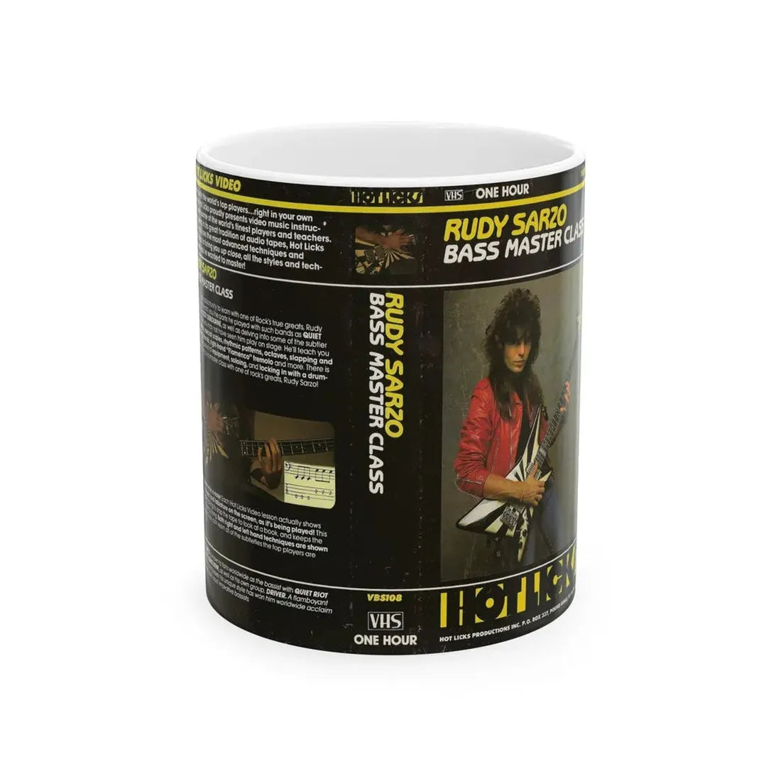 RUDY SARZO BASS MASTER CLASS (VHS COVER) - White Coffee Mug 11oz - Go Mug Yourself
