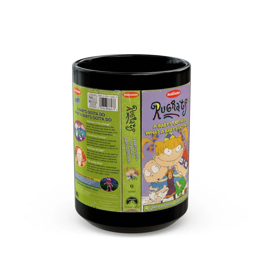 RUGRATS A BABYS GOTTA DO WHAT A BABYS GOTTA DO (VHS COVER) - Black Coffee Mug-15oz-Go Mug Yourself