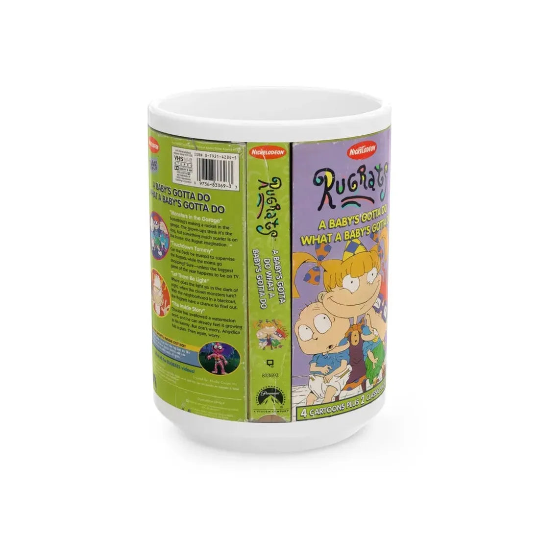 RUGRATS A BABYS GOTTA DO WHAT A BABYS GOTTA DO (VHS COVER) - White Coffee Mug 15oz - Go Mug Yourself