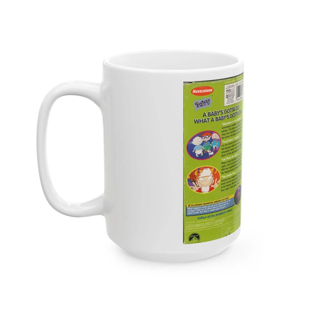 RUGRATS A BABYS GOTTA DO WHAT A BABYS GOTTA DO (VHS COVER) - White Coffee Mug-Go Mug Yourself