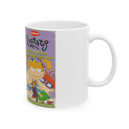 RUGRATS A BABYS GOTTA DO WHAT A BABYS GOTTA DO (VHS COVER) - White Coffee Mug-Go Mug Yourself